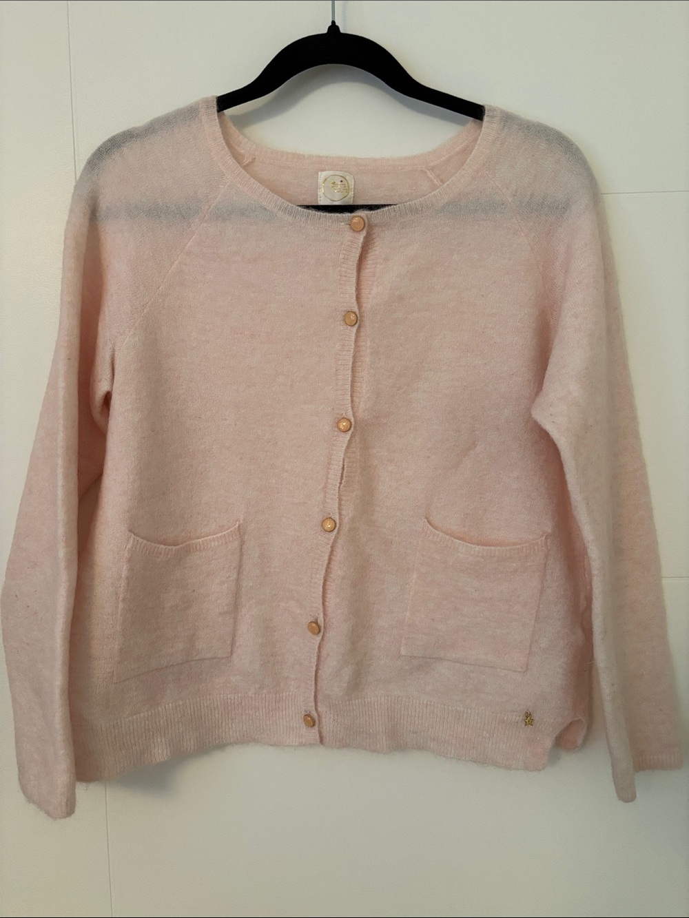 Light Pink Button-Front Women's Cardigan Sweater